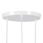 GloboStar® AVA 61573 Μοντέρνο Κρεμαστό Φωτιστικό Οροφής Τρίφωτο 3 x E27 Λευκό Μεταλλικό Καμπάνα με Ξύλινη Λεπτομέρεια Φ35 x Υ130cm