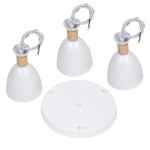 GloboStar® AVA 61573 Μοντέρνο Κρεμαστό Φωτιστικό Οροφής Τρίφωτο 3 x E27 Λευκό Μεταλλικό Καμπάνα με Ξύλινη Λεπτομέρεια Φ35 x Υ130cm