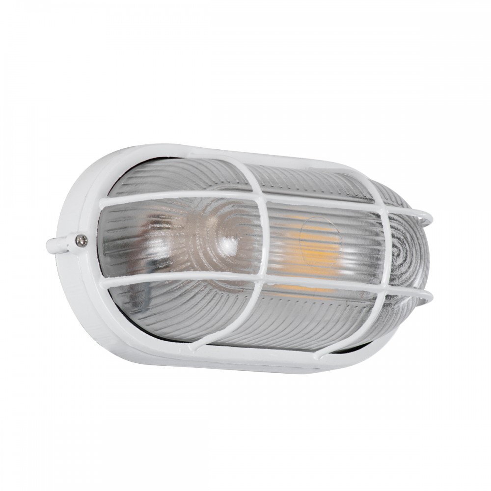 GloboStar® BOATLIGHT 61582 Vintage Industrial Φωτιστικό Τοίχου - Απλίκα - Καραβοχελώνα Εξωτερικού Χώρου Μονόφωτο 1 x E27 AC220-240V Αδιάβροχο IP65 - Σώμα Αλουμινίου & Tempered Glass - Μ21 x Π10.4 x Υ9cm - Λευκό - Οβάλ - 5 Years Warranty