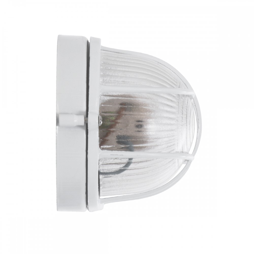 GloboStar® BOATLIGHT 61582 Vintage Industrial Φωτιστικό Τοίχου - Απλίκα - Καραβοχελώνα Εξωτερικού Χώρου Μονόφωτο 1 x E27 AC220-240V Αδιάβροχο IP65 - Σώμα Αλουμινίου & Tempered Glass - Μ21 x Π10.4 x Υ9cm - Λευκό - Οβάλ - 5 Years Warranty
