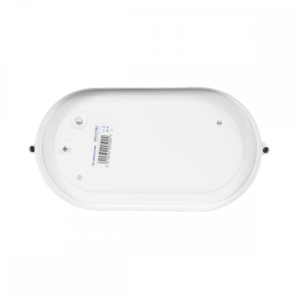 GloboStar® BOATLIGHT 61582 Vintage Industrial Φωτιστικό Τοίχου - Απλίκα - Καραβοχελώνα Εξωτερικού Χώρου Μονόφωτο 1 x E27 AC220-240V Αδιάβροχο IP65 - Σώμα Αλουμινίου & Tempered Glass - Μ21 x Π10.4 x Υ9cm - Λευκό - Οβάλ - 5 Years Warranty