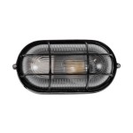 GloboStar® BOATLIGHT 61583 Vintage Industrial Φωτιστικό Τοίχου - Απλίκα - Καραβοχελώνα Εξωτερικού Χώρου Μονόφωτο 1 x E27 AC220-240V Αδιάβροχο IP65 - Σώμα Αλουμινίου & Tempered Glass - Μ21 x Π10.4 x Υ9cm - Μαύρο - Οβάλ - 5 Years Warranty