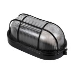 GloboStar® BOATLIGHT 61583 Vintage Industrial Φωτιστικό Τοίχου - Απλίκα - Καραβοχελώνα Εξωτερικού Χώρου Μονόφωτο 1 x E27 AC220-240V Αδιάβροχο IP65 - Σώμα Αλουμινίου & Tempered Glass - Μ21 x Π10.4 x Υ9cm - Μαύρο - Οβάλ - 5 Years Warranty
