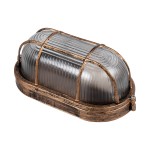GloboStar® BOATLIGHT 61584 Vintage Industrial Φωτιστικό Τοίχου - Απλίκα - Καραβοχελώνα Εξωτερικού Χώρου Μονόφωτο 1 x E27 AC220-240V Αδιάβροχο IP65 - Σώμα Αλουμινίου & Tempered Glass - Μ21 x Π10.4 x Υ9cm - Αντικέ Μπρονζέ - Οβάλ - 5 Years Warranty