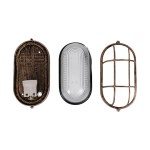 GloboStar® BOATLIGHT 61584 Vintage Industrial Φωτιστικό Τοίχου - Απλίκα - Καραβοχελώνα Εξωτερικού Χώρου Μονόφωτο 1 x E27 AC220-240V Αδιάβροχο IP65 - Σώμα Αλουμινίου & Tempered Glass - Μ21 x Π10.4 x Υ9cm - Αντικέ Μπρονζέ - Οβάλ - 5 Years Warranty