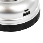 GloboStar® 69931 Αυτόνομο Ηλιακό Επαναφορτιζόμενο Φανάρι Camping LED 5W με Εναλλαγή Χρωμάτων Flame Effect & Επαναφορτιζόμενη Μπαταρία 18650 1200mAh Li-ion - Power Bank - Αδιάβροχο IP54 - Dimmable - Μαύρο Ασημί - Flame Effect 1800K - Ψυχρό Λευκό 6000K 