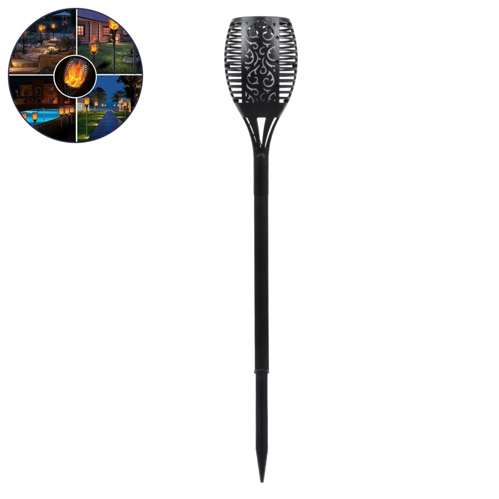 GloboStar® 71529 Αυτόνομο Ηλιακό Φωτιστικό LED SMD 5W 250lm με Ενσωματωμένη Μπαταρία 1200mAh - Φωτοβολταϊκό Πάνελ - Αισθητήρα Ημέρας-Νύχτας Φαναράκι Κήπου - Εφέ Φλόγας Διακοσμητικό Αυτόνομο Αδιάβροχο IP65 1500-2000K Φ11 x Υ75cm