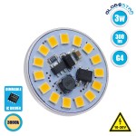 GloboStar® 76109 Λάμπα G4 LED SMD 2835 3W 300lm 120° DC 12-24V Back Pin Θερμό Λευκό 3000K Dimmable