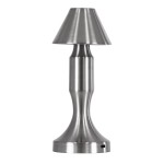 GloboStar® LUNNA 76478 Μοντέρνο Επιτραπέζιο Φωτιστικό Πορτατίφ LED 1.5W 105lm 120° DC 5V Επαναφορτιζόμενο με Μπαταρία Li-ion 1800mAh - Διακόπτη Αφής με 3 Εναλλαγές Φωτισμού CCT Θερμό - Φυσικό - Ψυχρό 1500K - 4500K - 6000K Dimmable - D9 x 23cm - Ασημί