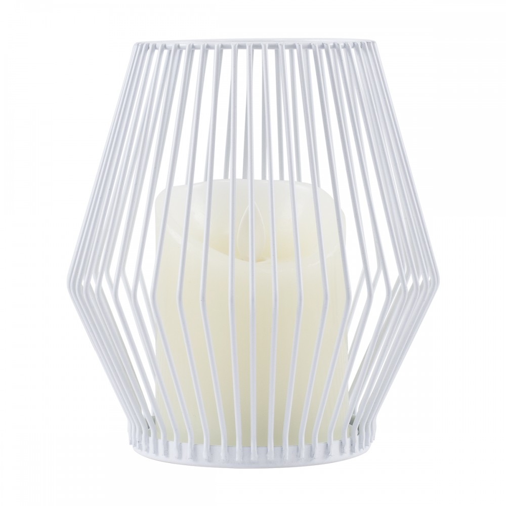 GloboStar® CANDLE 76488 Διακοσμητικό Realistic Κερί με LED Εφέ Κινούμενης Φλόγας - Μπαταρίας 2 x AA (Δεν Συμπεριλαμβάνονται) & Ασύρματο Χειριστήριο IR Θερμό Λευκό 2700K Dimmable Λευκό Φ14 x Υ16cm