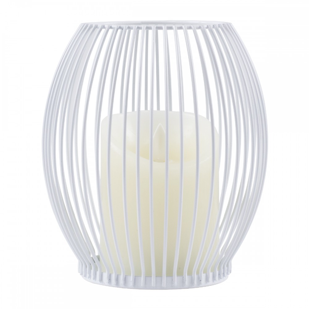 GloboStar® CANDLE 76490 Διακοσμητικό Realistic Κερί με LED Εφέ Κινούμενης Φλόγας - Μπαταρίας 2 x AA (Δεν Συμπεριλαμβάνονται) & Ασύρματο Χειριστήριο IR Θερμό Λευκό 2700K Dimmable Λευκό Φ14 x Υ16cm