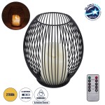 GloboStar® CADLE 76496 Διακοσμητικό Realistic Κερί με LED Εφέ Κινούμενης Φλόγας - Μπαταρίας 2 x AA (Δεν Συμπεριλαμβάνονται) & Ασύρματο Χειριστήριο IR Θερμό Λευκό 2700K Dimmable Μαύρο Φ16 x Υ18cm