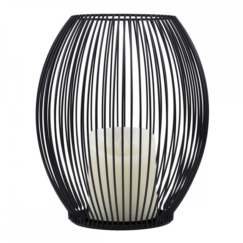 GloboStar® CANDLE 76497 Διακοσμητικό Realistic Κερί με LED Εφέ Κινούμενης Φλόγας - Μπαταρίας 2 x AA (Δεν Συμπεριλαμβάνονται) & Ασύρματο Χειριστήριο IR Θερμό Λευκό 2700K Dimmable Μαύρο Φ19 x Υ24cm