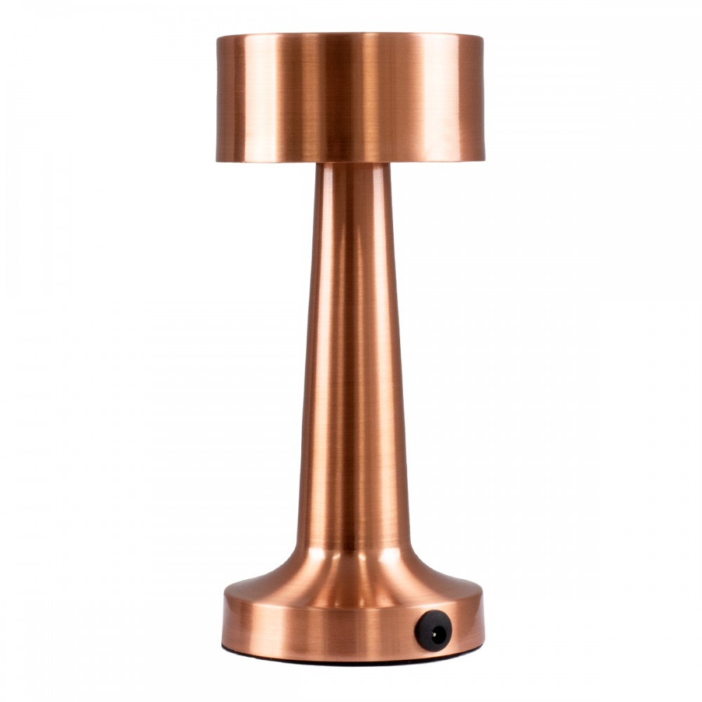 GloboStar® BELLA 76505 Μοντέρνο Επιτραπέζιο Φωτιστικό Πορτατίφ LED 1.5W 105lm 120° DC 5V Επαναφορτιζόμενο με Μπαταρία Li-ion 1800mAh - Διακόπτη Αφής με 3 Εντάσεις Φωτισμού Θερμό Λευκό 2700K Dimmable - Φ9 x 21cm - Χάλκινο