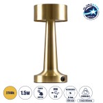 GloboStar® BELLA 76506 Μοντέρνο Επιτραπέζιο Φωτιστικό Πορτατίφ LED 1.5W 105lm 120° DC 5V Επαναφορτιζόμενο με Μπαταρία Li-ion 1800mAh - Διακόπτη Αφής με 3 Εντάσεις Φωτισμού Θερμό Λευκό 2700K Dimmable - Φ9 x 21cm - Χρυσό