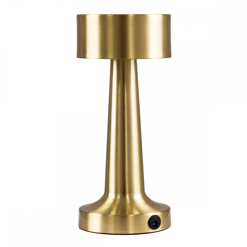 GloboStar® BELLA 76506 Μοντέρνο Επιτραπέζιο Φωτιστικό Πορτατίφ LED 1.5W 105lm 120° DC 5V Επαναφορτιζόμενο με Μπαταρία Li-ion 1800mAh - Διακόπτη Αφής με 3 Εντάσεις Φωτισμού Θερμό Λευκό 2700K Dimmable - Φ9 x 21cm - Χρυσό