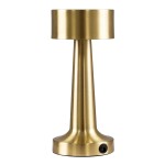 GloboStar® BELLA 76506 Μοντέρνο Επιτραπέζιο Φωτιστικό Πορτατίφ LED 1.5W 105lm 120° DC 5V Επαναφορτιζόμενο με Μπαταρία Li-ion 1800mAh - Διακόπτη Αφής με 3 Εντάσεις Φωτισμού Θερμό Λευκό 2700K Dimmable - Φ9 x 21cm - Χρυσό