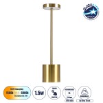 GloboStar® JOJO 76523 Μοντέρνο Επιτραπέζιο Φωτιστικό Πορτατίφ LED 1.5W 105lm 120° DC 5V Επαναφορτιζόμενο με Μπαταρία Li-ion 1800mAh - Διακόπτη Αφής με 3 Εναλλαγές Φωτισμού CCT Θερμό - Φυσικό - Ψυχρό 1500K - 4500K - 6000K Dimmable - D8 x H34cm - Χρυσό