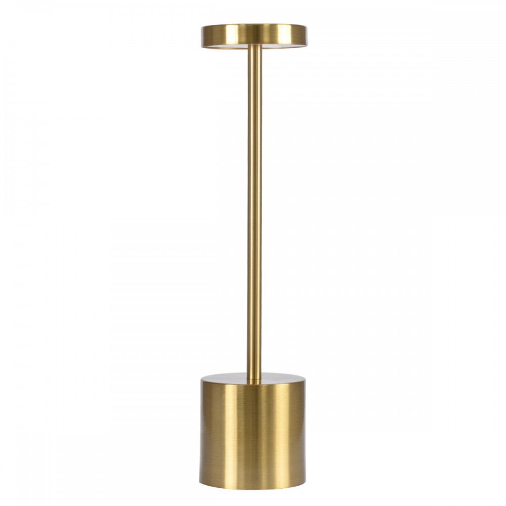 GloboStar® JOJO 76523 Μοντέρνο Επιτραπέζιο Φωτιστικό Πορτατίφ LED 1.5W 105lm 120° DC 5V Επαναφορτιζόμενο με Μπαταρία Li-ion 1800mAh - Διακόπτη Αφής με 3 Εναλλαγές Φωτισμού CCT Θερμό - Φυσικό - Ψυχρό 1500K - 4500K - 6000K Dimmable - D8 x H34cm - Χρυσό