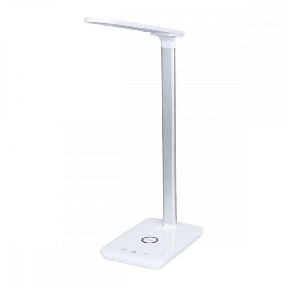 GloboStar® WASP 76532 Μοντέρνο Φωτιστικό Γραφείου Λευκό LED 10 Watt 1000lm DC 5V Αφής & Καλώδιο Τροφοδοσίας USB με Ασύρματη Φόρτιση - Wireless Charger - CCT Θερμό Λευκό 2700K - Φυσικό Λευκό 4500K - Ψυχρό Λευκό 6000K Dimmable