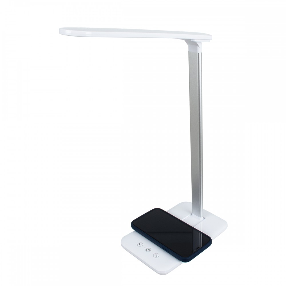 GloboStar® WASP 76532 Μοντέρνο Φωτιστικό Γραφείου Λευκό LED 10 Watt 1000lm DC 5V Αφής & Καλώδιο Τροφοδοσίας USB με Ασύρματη Φόρτιση - Wireless Charger - CCT Θερμό Λευκό 2700K - Φυσικό Λευκό 4500K - Ψυχρό Λευκό 6000K Dimmable