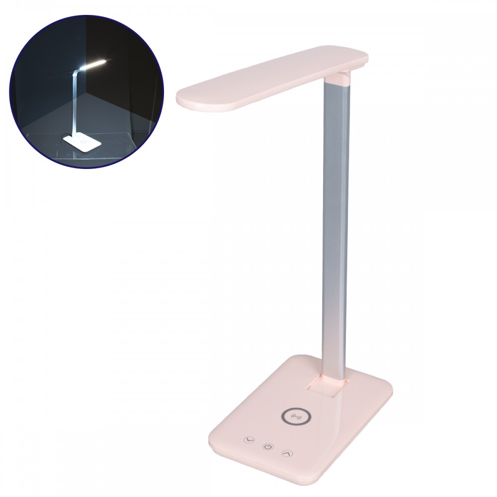GLOBOSTAR® ONO 76532 Μοντέρνο Επιτραπέζιο Φωτιστικό Γραφείου με Ασύρματη Φόρτιση 10W 2A LED 3.5W 350lm 120° DC 5V με USB-C IP20 Ρυθμιζόμενο Λευκό CCT με Αφή 2700K/4500K/6000K Dimmable - Sanan SMD Chip - Μαύρο - Μ18 x Π12 x Υ36cm - 2 Χρόνια Εγγύηση