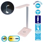 GloboStar® WASP 76533 Μοντέρνο Φωτιστικό Γραφείου Ροζ LED 10 Watt 1000lm DC 5V Αφής & Καλώδιο Τροφοδοσίας USB με Ασύρματη Φόρτιση - Wireless Charger - CCT Θερμό Λευκό 2700K - Φυσικό Λευκό 4500K - Ψυχρό Λευκό 6000K Dimmable
