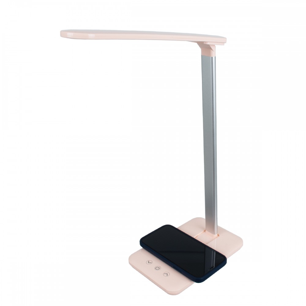 GloboStar® WASP 76533 Μοντέρνο Φωτιστικό Γραφείου Ροζ LED 10 Watt 1000lm DC 5V Αφής & Καλώδιο Τροφοδοσίας USB με Ασύρματη Φόρτιση - Wireless Charger - CCT Θερμό Λευκό 2700K - Φυσικό Λευκό 4500K - Ψυχρό Λευκό 6000K Dimmable