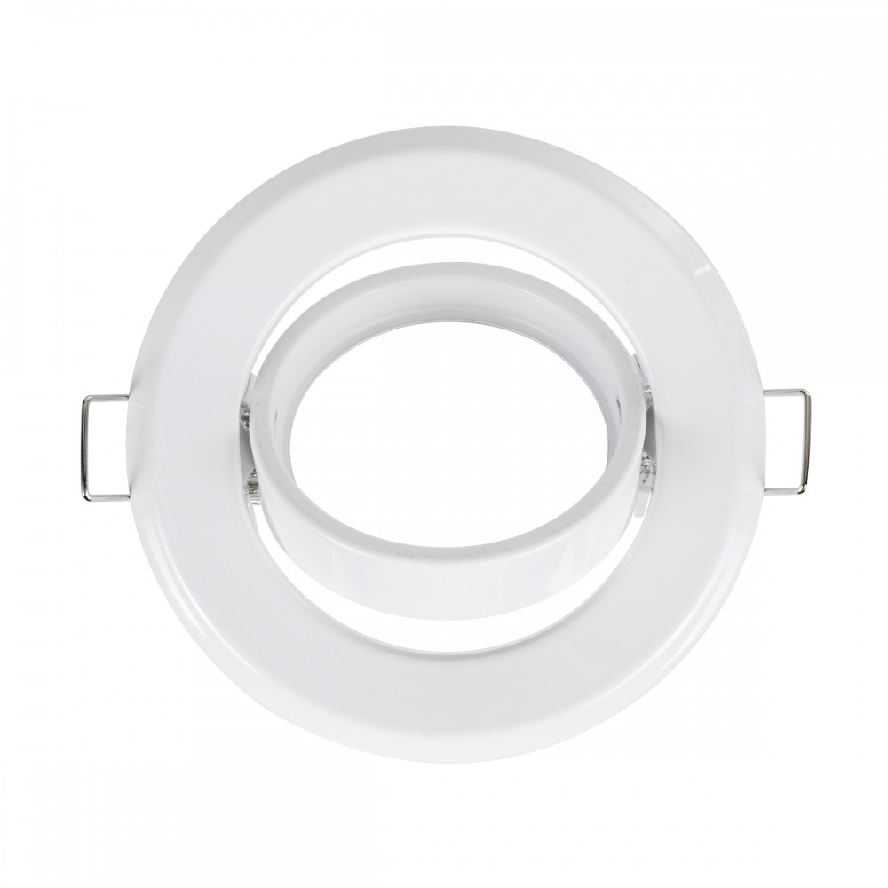 GloboStar® DELTA 77814 Χωνευτό Κινούμενο Στρόγγυλο Σποτ Οροφής για Λάμπα MR16 με Βάση GU5.3 ή GU10 - IP20 - Μεταλλικό - Φ92 x Υ28mm - Λευκό - 5 Χρόνια Εγγύηση