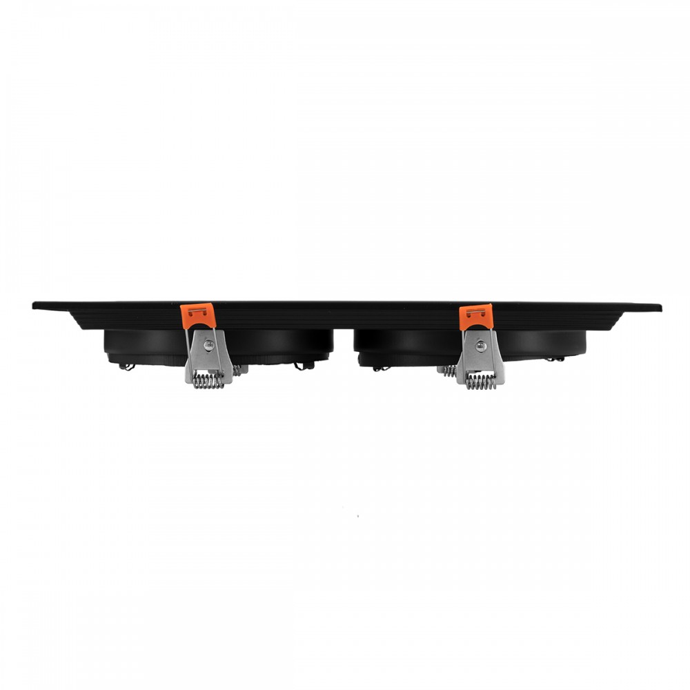 GloboStar® VITA 77855 Χωνευτό Κινούμενο Διπλό Τετράγωνο Σποτ Οροφής για Λάμπα AR111 - IP20 - Χυτό Αλουμίνιο - M33.5 x Π17.5 x Y5.5cm - Μαύρο - 5 Χρόνια Εγγύηση
