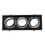 GloboStar® VITA 77857 Χωνευτό Κινούμενο Τριπλο Τετράγωνο Σποτ Οροφής για Λάμπα AR111 - IP20 - Χυτό Αλουμίνιο - M48.7 x Π18.7 x Y5.5cm - Μαύρο - 5 Χρόνια Εγγύηση
