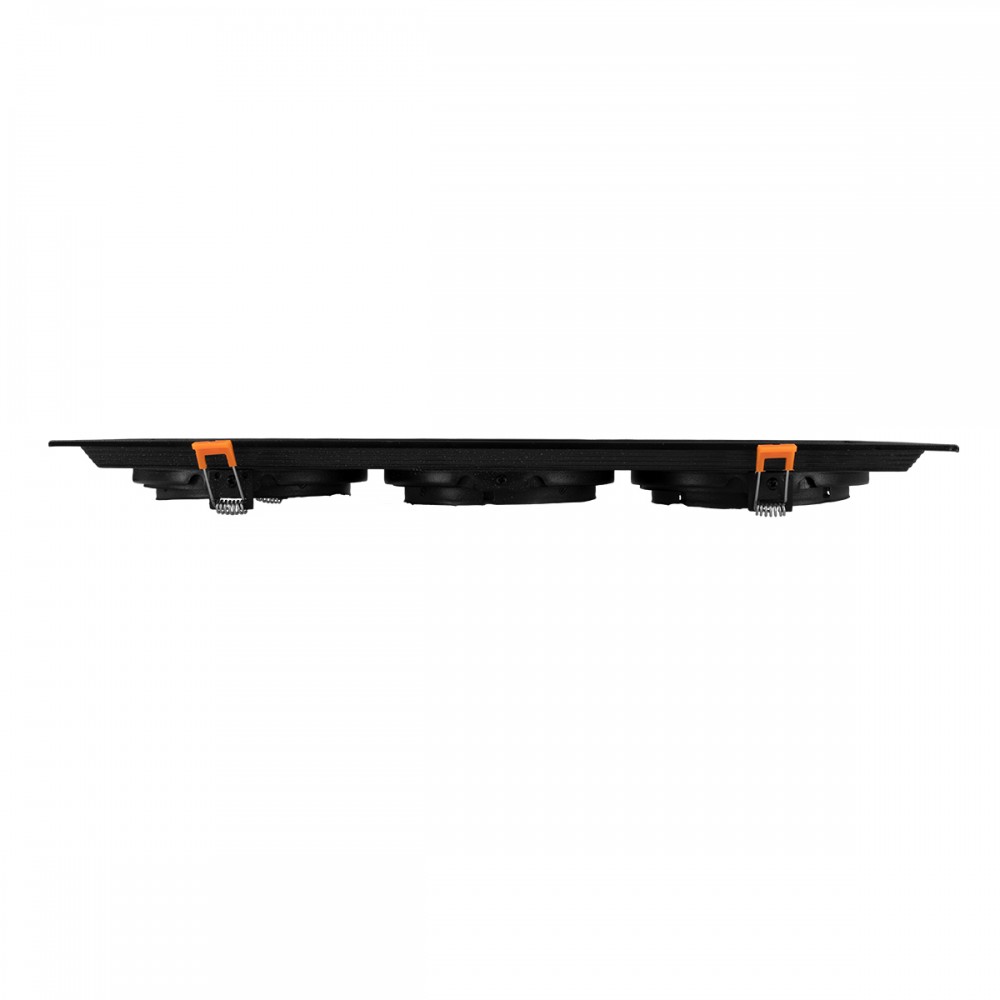 GloboStar® VITA 77857 Χωνευτό Κινούμενο Τριπλο Τετράγωνο Σποτ Οροφής για Λάμπα AR111 - IP20 - Χυτό Αλουμίνιο - M48.7 x Π18.7 x Y5.5cm - Μαύρο - 5 Χρόνια Εγγύηση