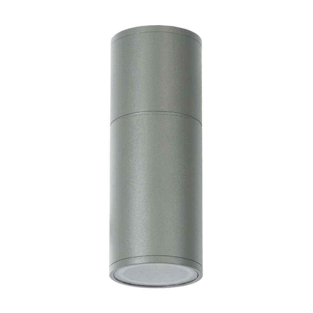 GloboStar® WALLY 77874 Φωτιστικό Τοίχου - Απλίκα Αρχιτεκτονικού Φωτισμού Εσωτερικού/Εξωτερικού Χώρου Up or Down Μονόφωτο 1 x GU10 AC220-240V Αδιάβροχο IP65 - Σώμα Αλουμινίου & Tempered Glass - Μ6.4 x Π11 x Υ17cm - Ασημί - 5 Years Warranty
