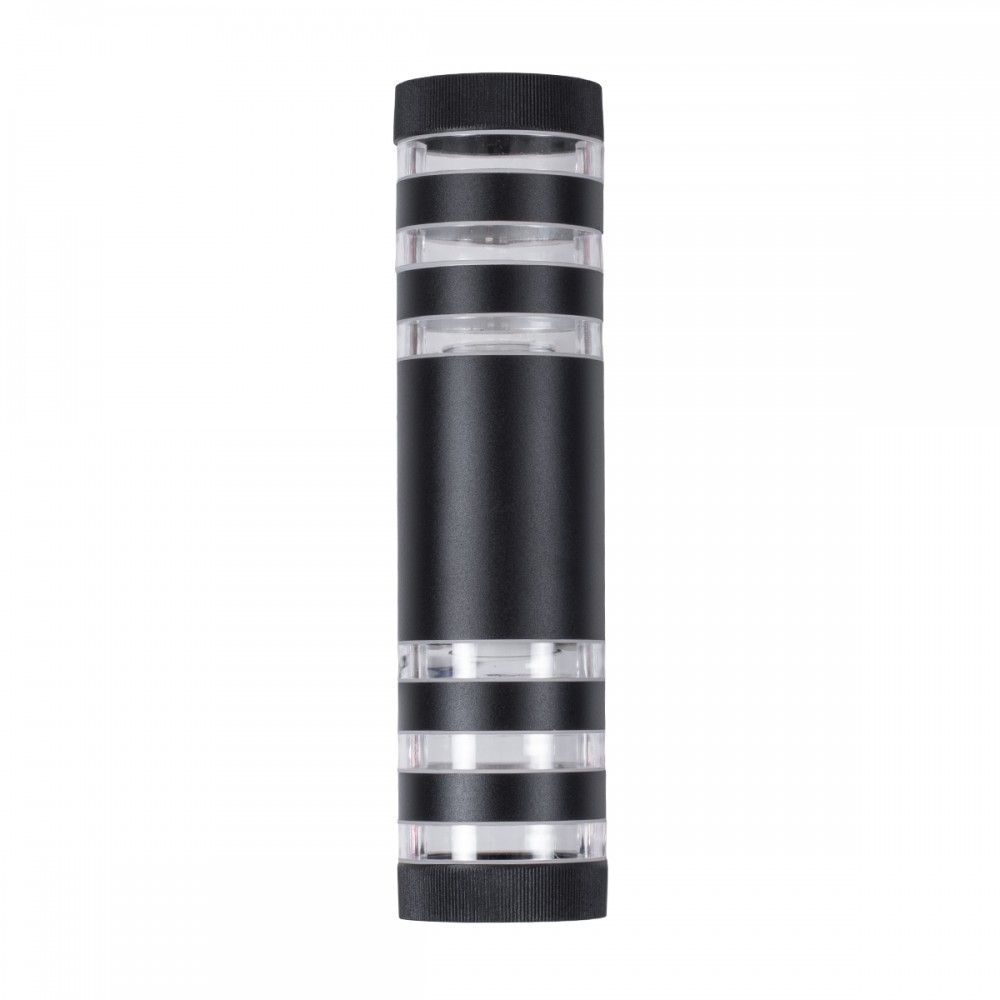 GloboStar® ORION 77883 Φωτιστικό Τοίχου - Απλίκα Αρχιτεκτονικού Φωτισμού Εσωτερικού/Εξωτερικού Χώρου Up & Down Δίφωτο 2 x GU10 AC220-240V Αδιάβροχο IP65 - Σώμα Αλουμινίου & Tempered Glass - Μ9 x Π15x Υ35.5cm - Μαύρο - 5 Years Warranty