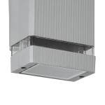 GloboStar® QUATRO 77894 Φωτιστικό Τοίχου - Απλίκα Αρχιτεκτονικού Φωτισμού Εσωτερικού/Εξωτερικού Χώρου Up or Down Μονόφωτο 1 x GU10 AC220-240V Αδιάβροχο IP65 - Σώμα Αλουμινίου & Tempered Glass - Μ11 x Π10 x Υ16.4cm - Ασημί - 5 Years Warranty