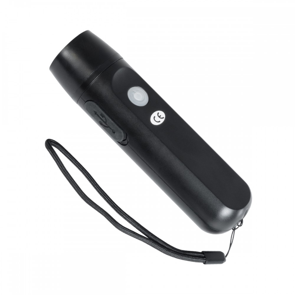 GloboStar® 79021 Φορητός Φακός Χειρός CREE LED 3W 240lm - με Επαναφορτιζόμενη Μπαταρία 1400mAh & Χειροκίνητο Φορτιστή Δυναμό - Ψυχρό Λευκό 6000K - Φ4.1 x Υ15cm