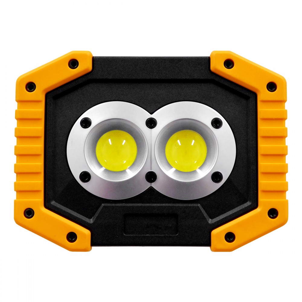 GloboStar® 79037 Φορητός Επαναφορτιζόμενος Προβολέας Εργασίας LED COB 20W 2000lm με 4 Modes & Power Bank και με Καλώδιο Φόρτισης Micro USB Αδιάβροχος IP65 Ψυχρό Λευκό 6000K Μ11.5 x Π10 x Υ23cm