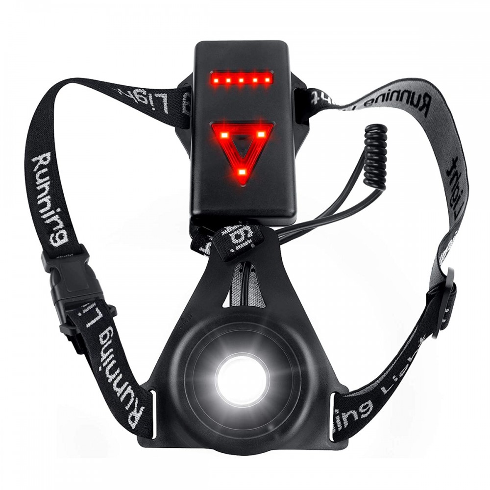 GloboStar® 79072 Φορητός Φακός Ασφαλείας Στήθους & Πλάτης για Ποδηλάτες & Runners με Φωτεινή Σήμανση LED XRE Q5 5W 600lm 200° - Ενσωματωμένη Μπαταρία 2000mAh DC 5V Επαναφορτιζόμενος με Καλώδιο Τροφοδοσίας USB 2.0 3 Modes Αδιάβροχος IP66 Ψυχρό Λευκ