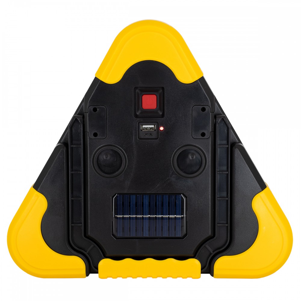 GloboStar® 79081 Φορητό Επαναφορτιζόμενο Τρίγωνο Ασφαλείας - Προβολέας Εργασίας LED COB 35W 3500lm με Ενσωματωμένη Μπαταρία 2000mAh & Φωτοβολταϊκό Πάνελ - 5 Light Modes & Power Bank με Καλώδιο Φόρτισης USB Αδιάβροχο IP54 Ψυχρό Λευκό 6000K