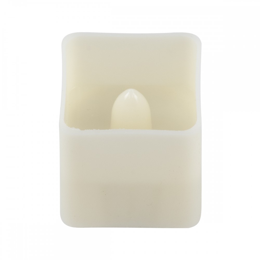 GloboStar® CANDLE 79538 ΣΕΤ 12 x Διακοσμητικά Realistic Κεράκια με LED Εφέ Κινούμενης Φλόγας - Μπαταρίας 12 x CR2032 Θερμό Λευκό 2700K Μπεζ L3.5 x W3.5 x H3.5cm