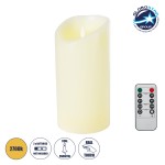 GloboStar® FIREFLAME 79543 Διακοσμητικό Realistic Κερί Παραφίνης με LED Εφέ Κινούμενης Φλόγας - Μπαταρίας & Ασύρματο Χειριστήριο IR Θερμό Λευκό 2700K Dimmable - Φ10 x Υ20cm