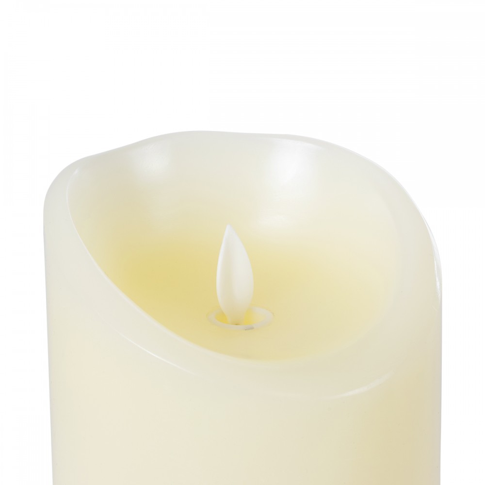 GloboStar® FIREFLAME 79543 Διακοσμητικό Realistic Κερί Παραφίνης με LED Εφέ Κινούμενης Φλόγας - Μπαταρίας & Ασύρματο Χειριστήριο IR Θερμό Λευκό 2700K Dimmable - Φ10 x Υ20cm