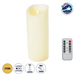 GloboStar® FIREFLAME 79544 Διακοσμητικό Realistic Κερί Παραφίνης με LED Εφέ Κινούμενης Φλόγας - Μπαταρίας & Ασύρματο Χειριστήριο IR Θερμό Λευκό 2700K Dimmable - Φ10 x Υ25cm