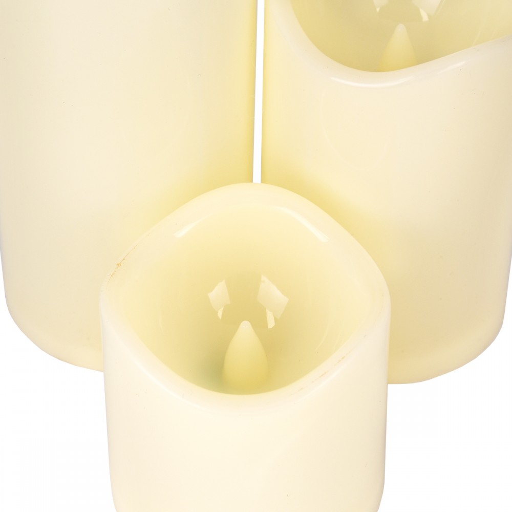 GloboStar® 79552 ΣΕΤ 3 Διακοσμητικών Realistic Κεριών με LED - Μπαταρίας & Ασύρματο Χειριστήριο IR Θερμό Λευκό 3000K Dimmable