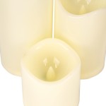 GloboStar® 79552 ΣΕΤ 3 Διακοσμητικών Realistic Κεριών με LED - Μπαταρίας & Ασύρματο Χειριστήριο IR Θερμό Λευκό 3000K Dimmable