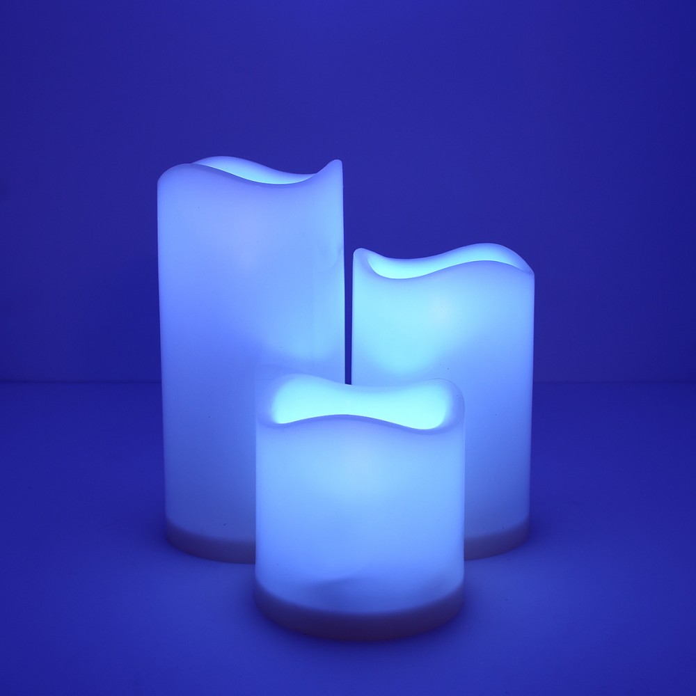 GloboStar® 79553 ΣΕΤ 3 Διακοσμητικών Realistic Κεριών με LED - Μπαταρίας & Ασύρματο Χειριστήριο IR Πολύχρωμα RGB Dimmable