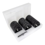 GloboStar® 79557 ΣΕΤ 3 Διακοσμητικών Realistic Κεριών Παραφίνης με LED Εφέ Κινούμενης Φλόγας - Μπαταρίας & Ασύρματο Χειριστήριο IR Μαύρα με Ασημένιες Ρίγες Θερμό Λευκό 3000K Dimmable