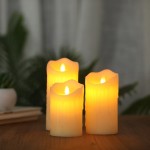 GloboStar® 79561 ΣΕΤ 3 Διακοσμητικών Realistic Κεριών Παραφίνης με LED Εφέ Κινούμενης Φλόγας - Μπαταρίας & Ασύρματο Χειριστήριο IR Σχέδιο Λιωμένο Κερί Θερμό Λευκό 3000K Dimmable
