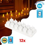 GloboStar® 79565 ΣΕΤ 12 Διακοσμητικών Realistic Κεριών με LED Εφέ Κινούμενης Φλόγας - με Ενσωματωμένη Μπαταρία - Επαναφορτιζόμενα & Βάση Φόρτισης Θερμό Λευκό 2700K