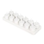 GloboStar® 79565 ΣΕΤ 12 Διακοσμητικών Realistic Κεριών με LED Εφέ Κινούμενης Φλόγας - με Ενσωματωμένη Μπαταρία - Επαναφορτιζόμενα & Βάση Φόρτισης Θερμό Λευκό 2700K